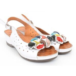 Spring Step Bridalbqt Women's 9.5-10 White Leather Wedge Sandal Cottage Feminine